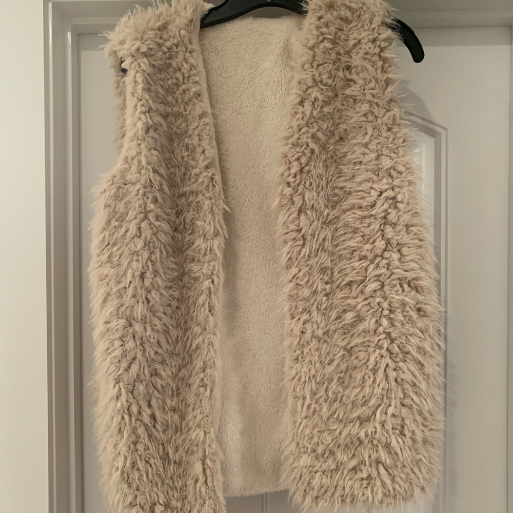 Cream fur vest -reversible